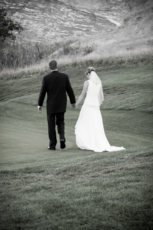 Bride and groom at arrowhead golf course