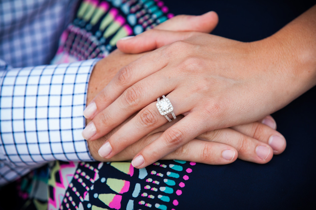 Engagement ring photographed