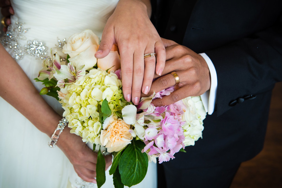 Flower bouquet with hands